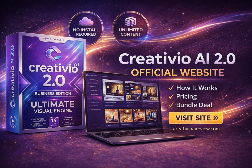 Creativio AI 2.0 official website dashboard and software interface