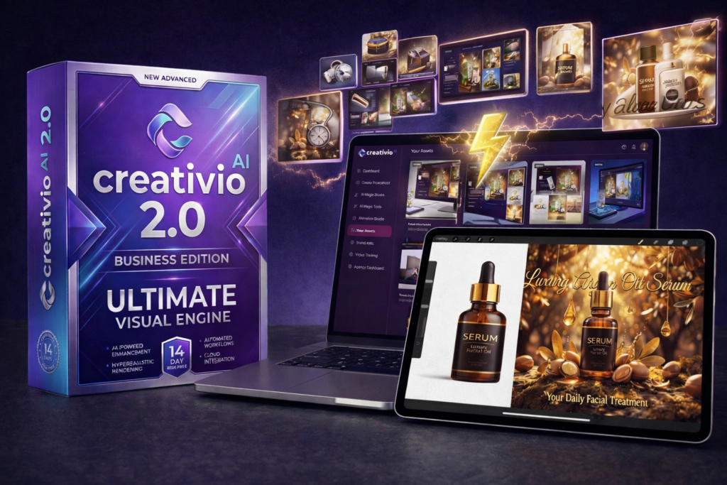 Creativio AI 2.0 review showing dashboard and product box